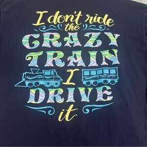 Country Life Adult Tee “I Don't Just Ride The Crazy Train…” Navy Blue Sz XL